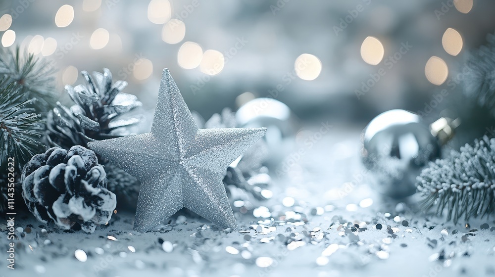 Elegant festive silver background decorated with scattered confetti, shimmering glitter, and twinkling confetti stars in a magical winter wonderland setting. Elegant festive silver background decorated with scattered confetti, shimmering glitter, and twinkling confetti stars in a magical winter wonderland setting.