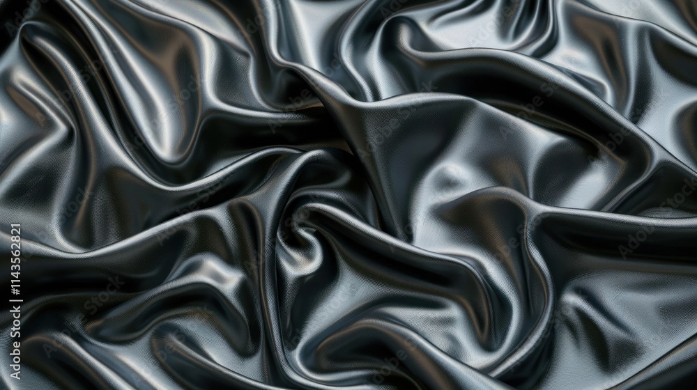 The shimmering chrome like fabric with elegant flowing curves and waves creates a sophisticated and abstract background perfect for luxury fashion and interior design projects The shimmering chrome like fabric with elegant flowing curves and waves creates a sophisticated and abstract background perfect for luxury fashion and interior design projects