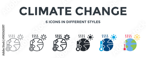CLIMATE CHANGE icon in different style vector illustration. Designed in thin line, regular line, bold line, glyph, color fill, and flat style can be used for web