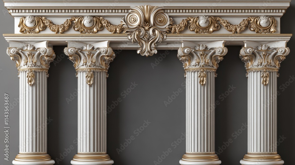 Naklejka premium Elegant Decorative Columns on Transparent Background