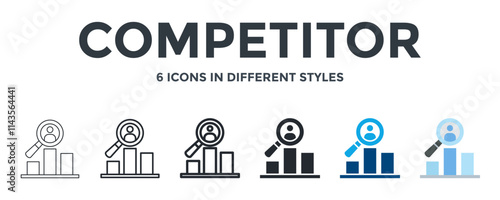COMEPETITOR icon in different style vector illustration. Designed in thin line, regular line, bold line, glyph, color fill, and flat style can be used for web