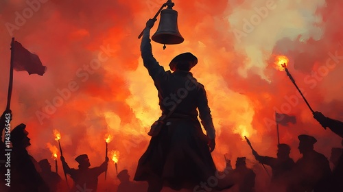 Dramatic Illustration of Grito de Dolores: A Pivotal Moment in History Captured with Passion, Energy, and Vibrant Colors, Symbolizing Revolution and Freedom