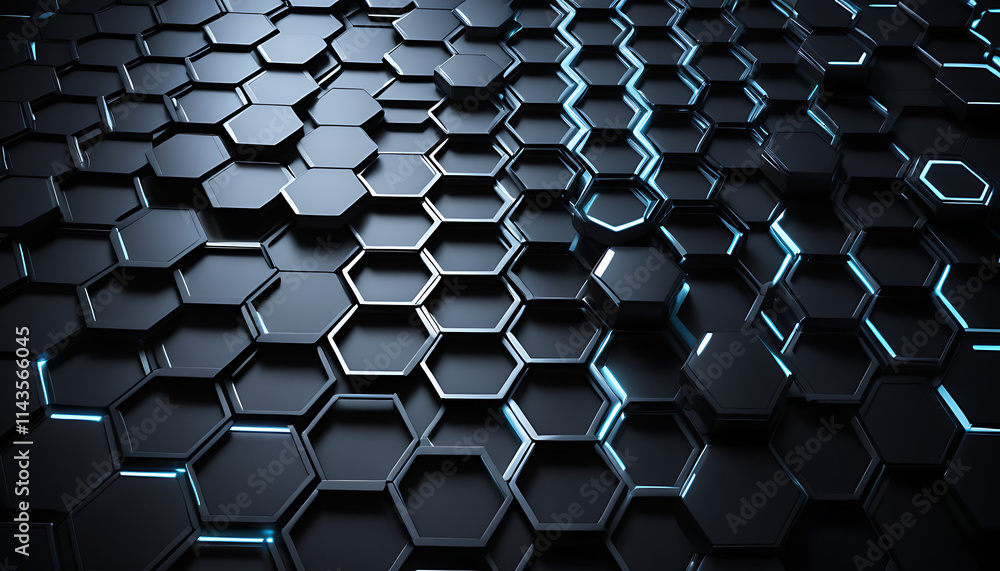 Obraz premium Abstract dark blue hexagon pattern background.