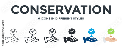 CONSERVATION icon in different style vector illustration. Designed in thin line, regular line, bold line, glyph, color fill, and flat style can be used for web