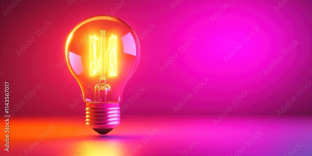 A vibrant light bulb against a multicolored backdrop creates a captivating visual. A vibrant light bulb against a multicolored backdrop creates a captivating visual.
