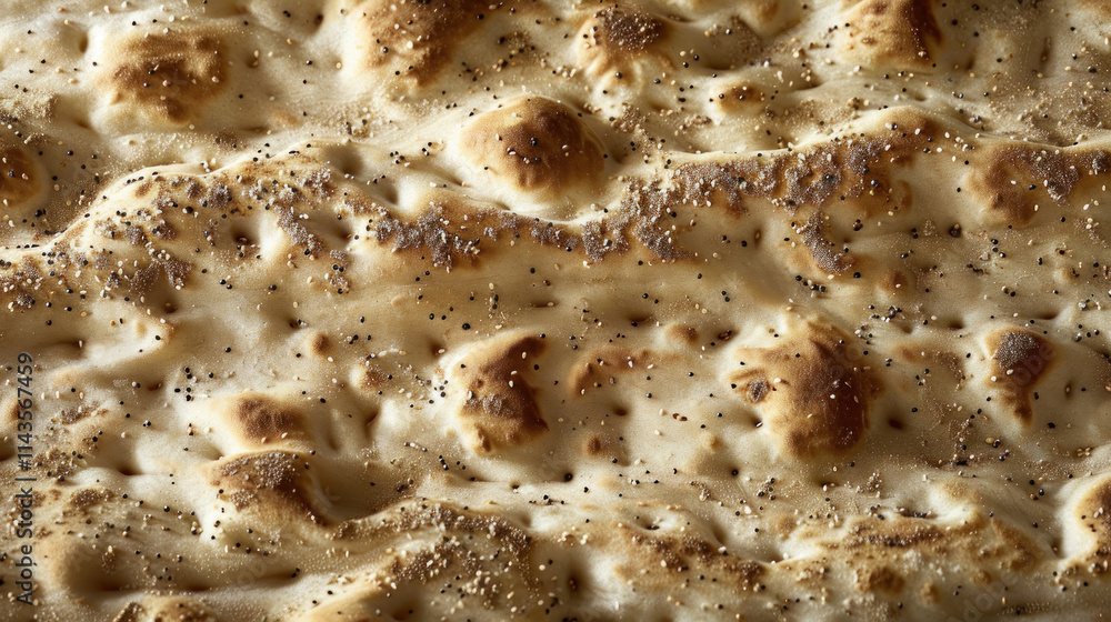Middle Eastern flatbread, covered with za'atar, earthy brown tones, textured surface, on a simple white background, close-up detail Middle Eastern flatbread, covered with za'atar, earthy brown tones, textured surface, on a simple white background, close-up detail