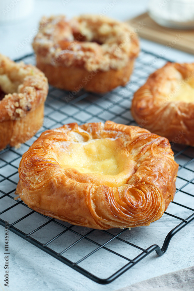 Danish pastry with icing sugar. Danish pastry with icing sugar.