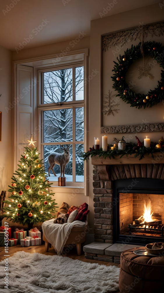 fireplace with christmas tree fireplace with christmas tree