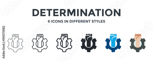 DETERMINATION icon in different style vector illustration. Designed in thin line, regular line, bold line, glyph, color fill, and flat style can be used for web