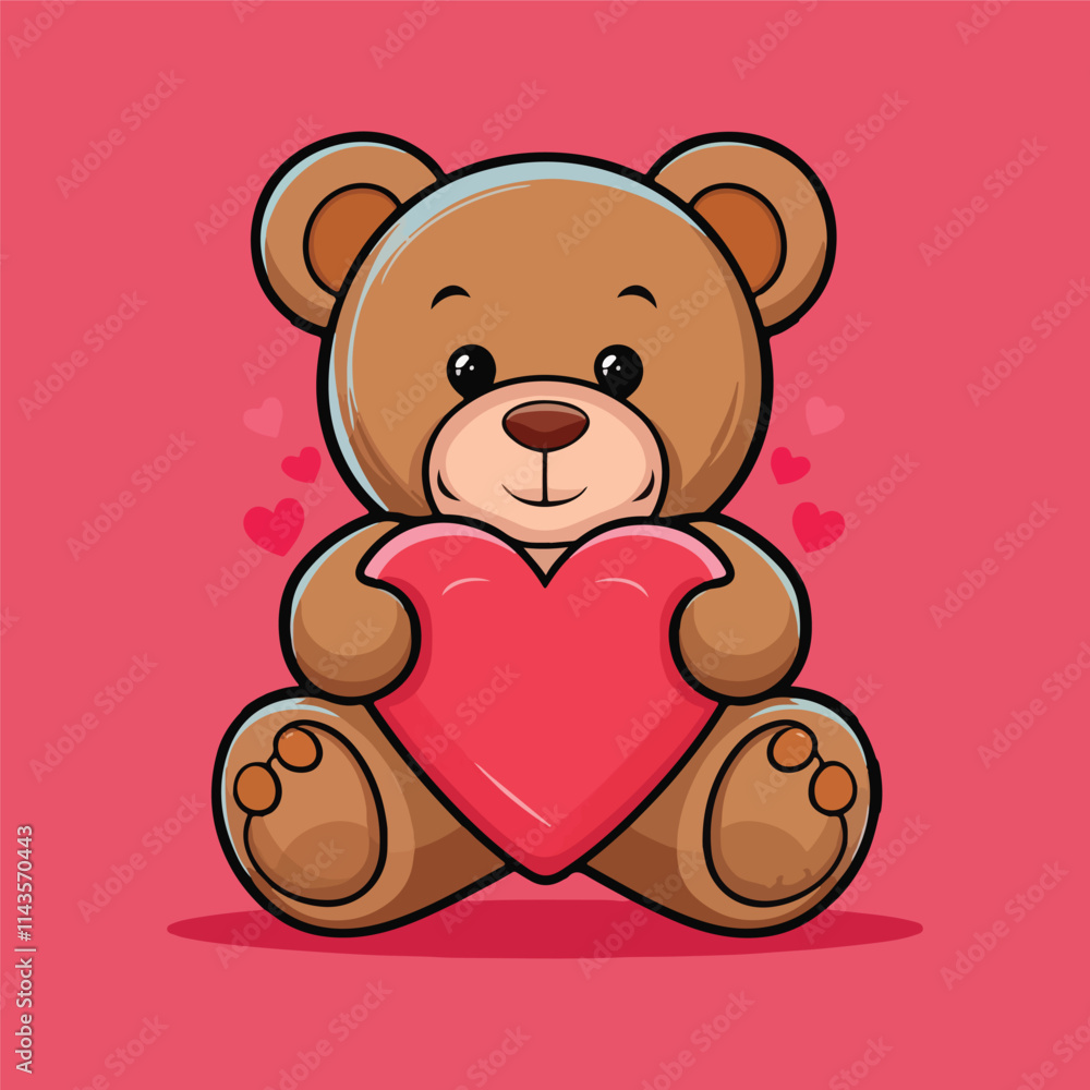 Fototapeta premium Teddy bear with a heart Vector illustration Ai Generated