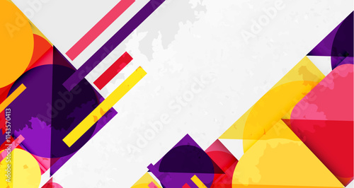 Squares, circles and triangles and grainy noisy texture. Vector Illustration For Wallpaper, Banner, Background, Card, Book Illustration, landing page