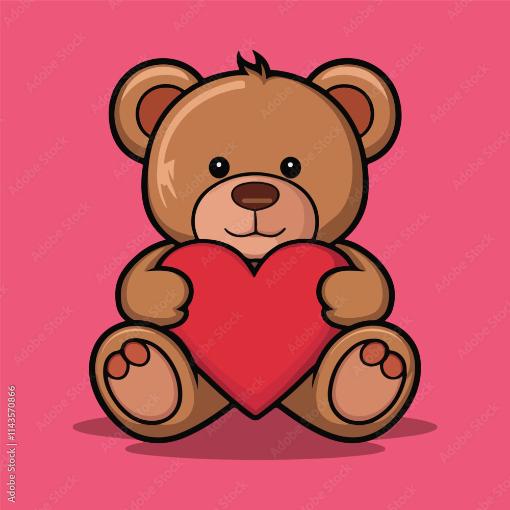 Naklejka premium Teddy bear with a heart Vector illustration Ai Generated