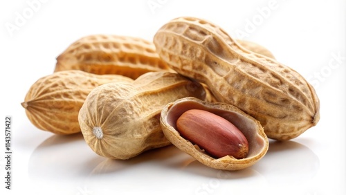 Wallpaper Mural Minimalist Peanut Illustration: Whole & Peeled Peanuts Isolated on White Torontodigital.ca