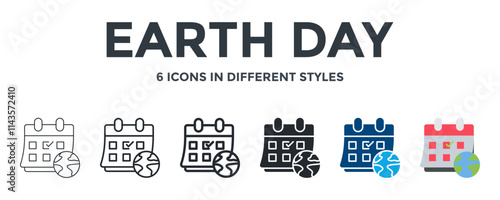 EARTH DAY icon in different style vector illustration. Designed in thin line, regular line, bold line, glyph, color fill, and flat style can be used for web