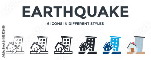 EARTHQUAKE icon in different style vector illustration. Designed in thin line, regular line, bold line, glyph, color fill, and flat style can be used for web