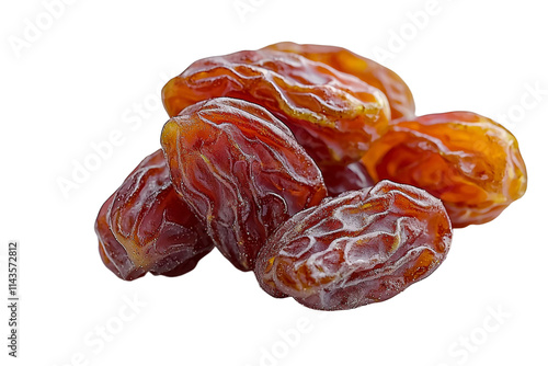 A bunch of dried fruit with a white background