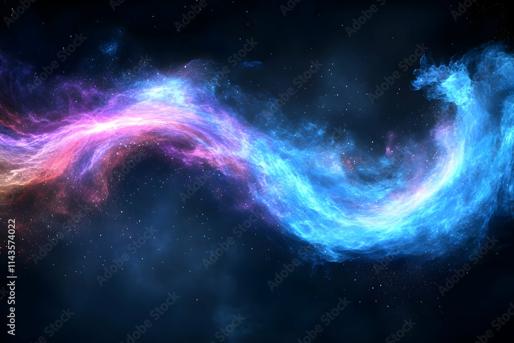 Obraz premium Abstract cosmic nebula swirls, pink, blue, and purple gas clouds in space.