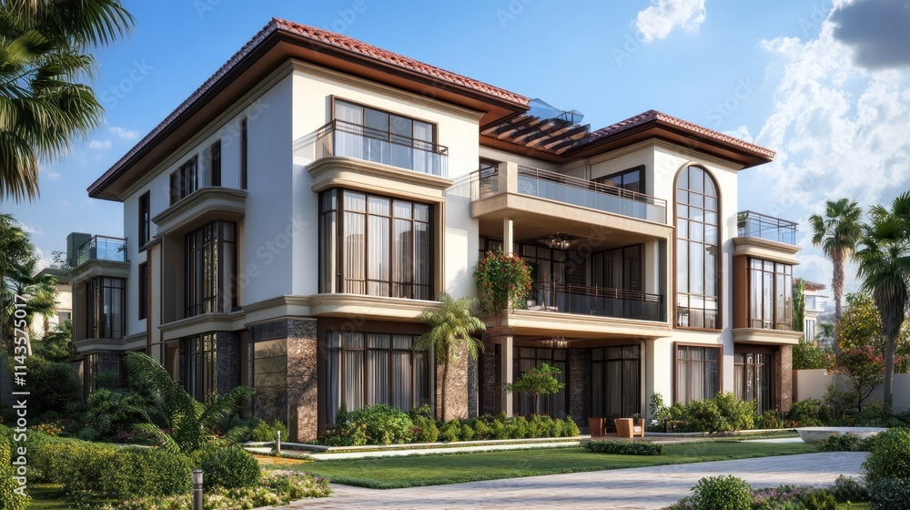 Fototapeta premium Luxury Mediterranean Villa Architectural Design