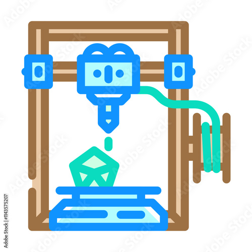 3d printing machine industry 4 color icon vector. 3d printing machine industry 4 sign. isolated symbol illustration