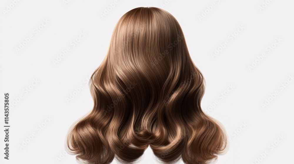 Long Brown Hair Wavy Style Back View, 3D Render Long Brown Hair Wavy Style Back View, 3D Render