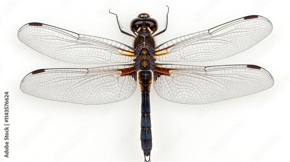 A detailed image of a dragonfly displaying its intricate wings and body structure, showcasing its beauty and design. A detailed image of a dragonfly displaying its intricate wings and body structure, showcasing its beauty and design.