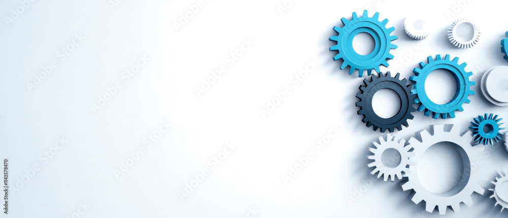 A collection of colorful gears arranged on a light background, symbolizing machinery, engineering, or teamwork in a modern design. A collection of colorful gears arranged on a light background, symbolizing machinery, engineering, or teamwork in a modern design.