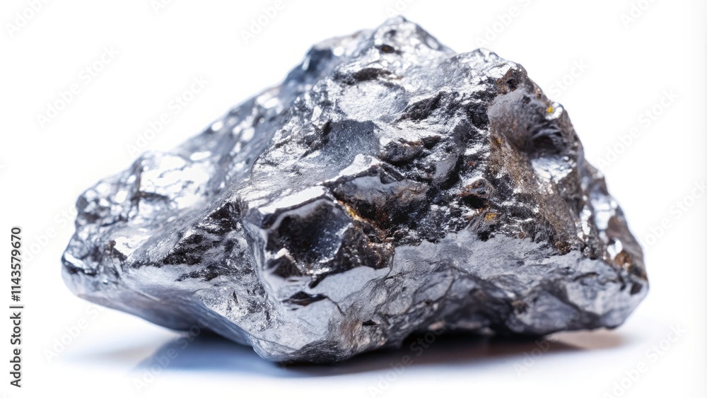 Silver Ore Stone, Raw Silver, Mineral Specimen, White Background, Generative AI Image, High Resolution Silver Ore Stone, Raw Silver, Mineral Specimen, White Background, Generative AI Image, High Resolution
