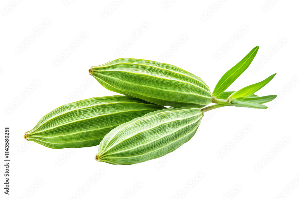Three green vegetables are on a white background Three green vegetables are on a white background