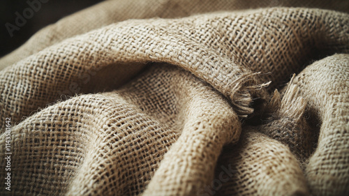 Rustic Burlap Texture: A close-up shot of natural burlap fabric, showcasing its textured weave and earthy tones.