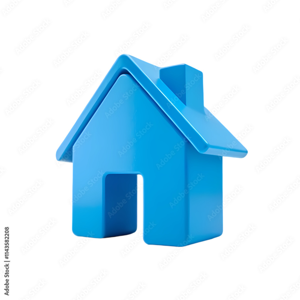 3D Render of a Vibrant Blue Home Icon 3D Render of a Vibrant Blue Home Icon