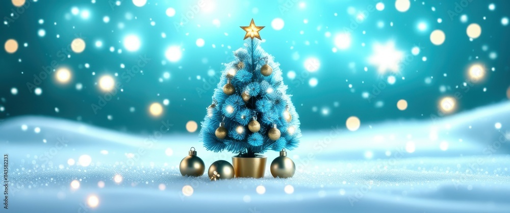 Christmas tree ornament, glowing lights, winter scene, snowy background, blue tones, magical atmosphere, sparkles, baubles, festive decor, miniature, bokeh effect, shallow depth of field, holiday mood Christmas tree ornament, glowing lights, winter scene, snowy background, blue tones, magical atmosphere, sparkles, baubles, festive decor, miniature, bokeh effect, shallow depth of field, holiday mood