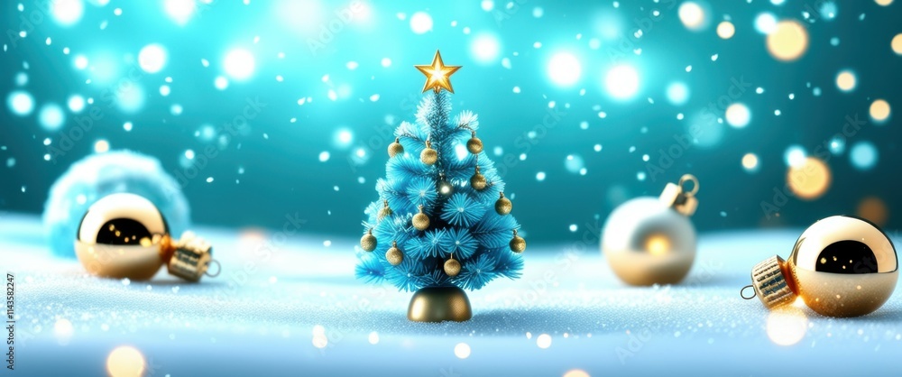 Christmas tree ornament, glowing lights, winter scene, snowy background, blue tones, magical atmosphere, sparkles, baubles, festive decor, miniature, bokeh effect, shallow depth of field, holiday mood Christmas tree ornament, glowing lights, winter scene, snowy background, blue tones, magical atmosphere, sparkles, baubles, festive decor, miniature, bokeh effect, shallow depth of field, holiday mood