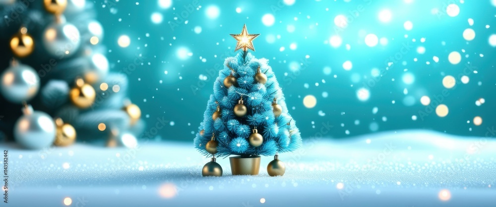 Christmas tree ornament, glowing lights, winter scene, snowy background, blue tones, magical atmosphere, sparkles, baubles, festive decor, miniature, bokeh effect, shallow depth of field, holiday mood Christmas tree ornament, glowing lights, winter scene, snowy background, blue tones, magical atmosphere, sparkles, baubles, festive decor, miniature, bokeh effect, shallow depth of field, holiday mood