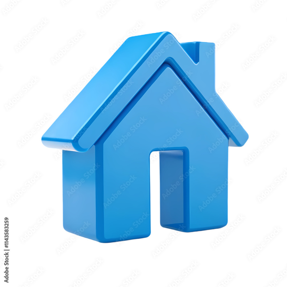 3D Render of a Vibrant Blue Home Icon 3D Render of a Vibrant Blue Home Icon