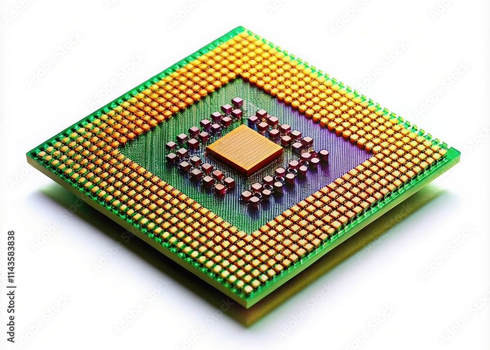 High-resolution aerial shot of a CPU chip, isolated on white. High-resolution aerial shot of a CPU chip, isolated on white.