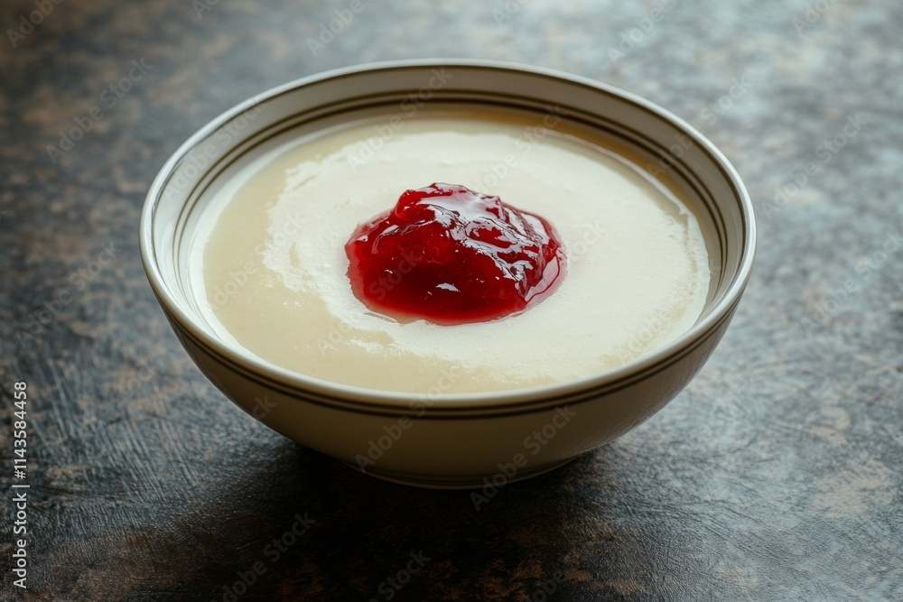 Creamy Dessert with Red Berry Jam Creamy Dessert with Red Berry Jam