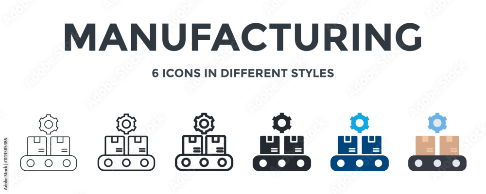 MANUFACTURING icon in different style vector illustration. Designed in thin line, regular line, bold line, glyph, color fill, and flat style can be used for web MANUFACTURING icon in different style vector illustration. Designed in thin line, regular line, bold line, glyph, color fill, and flat style can be used for web