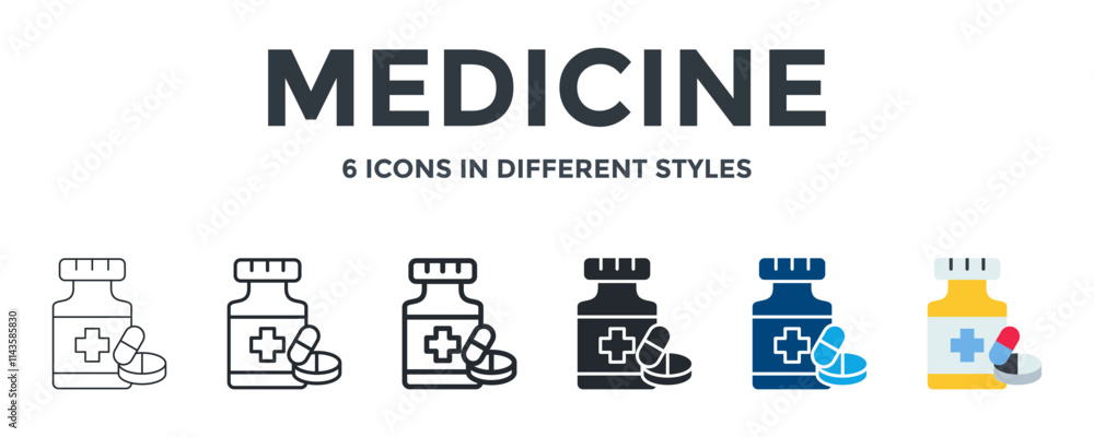 MEDICINE icon in different style vector illustration. Designed in thin line, regular line, bold line, glyph, color fill, and flat style can be used for web MEDICINE icon in different style vector illustration. Designed in thin line, regular line, bold line, glyph, color fill, and flat style can be used for web