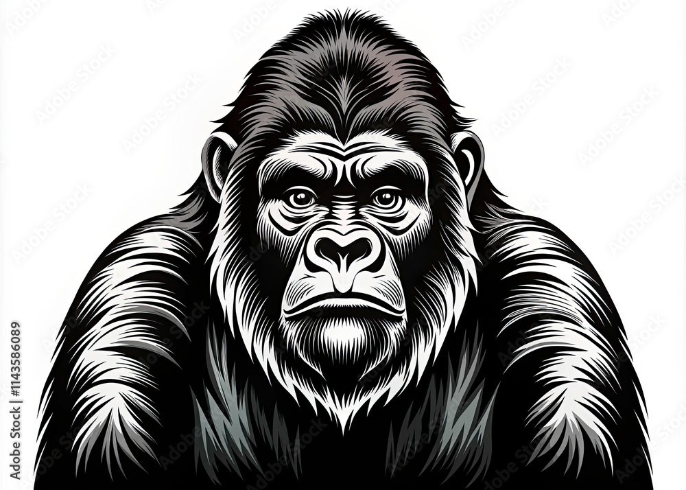 Gorilla Silhouette, Black and White Animal Illustration, Wildlife Graphic, Primate Image, Zoo Animal Silhouette, Powerful Ape, Strong Gorilla, Wild Animal Design, Black White Gorilla Gorilla Silhouette, Black and White Animal Illustration, Wildlife Graphic, Primate Image, Zoo Animal Silhouette, Powerful Ape, Strong Gorilla, Wild Animal Design, Black White Gorilla