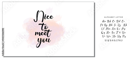 Hand drawn lettering. Ink illustration. Modern brush calligraphy. Isolated on white background. Nice to meet you.