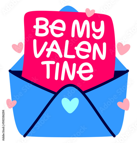 Lettering be my valentine in an envelope