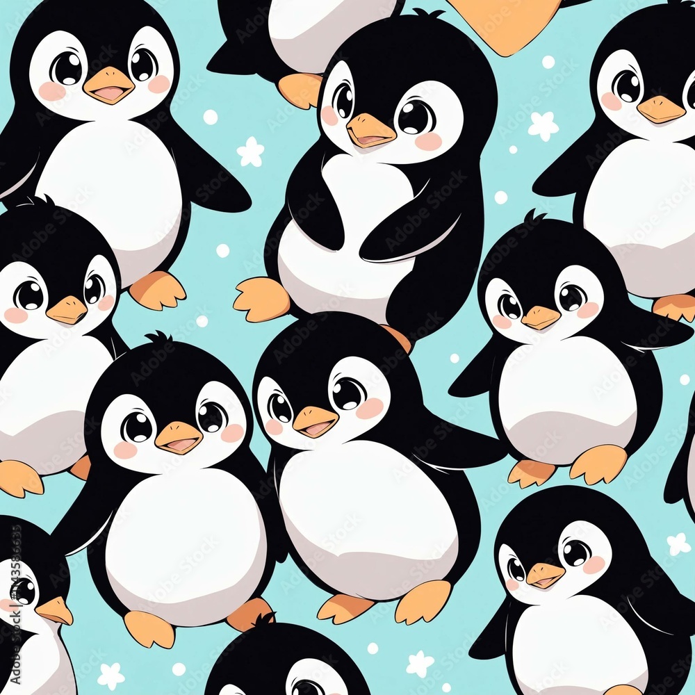 Obraz premium seamless pattern with penguins