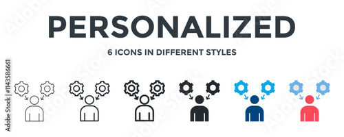 PERSONALIZED icon in different style vector illustration. Designed in thin line, regular line, bold line, glyph, color fill, and flat style can be used for web