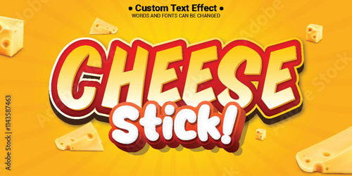 Cheese stick food label cartoon text effect editable typography font style