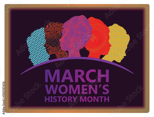 Women's History Month greeting card with a bright silhouette.