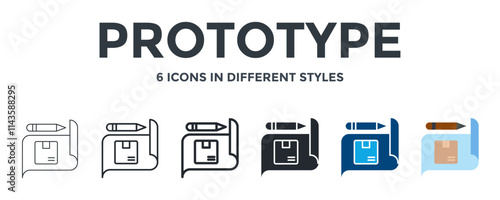 PROTOTYPE icon in different style vector illustration. Designed in thin line, regular line, bold line, glyph, color fill, and flat style can be used for web