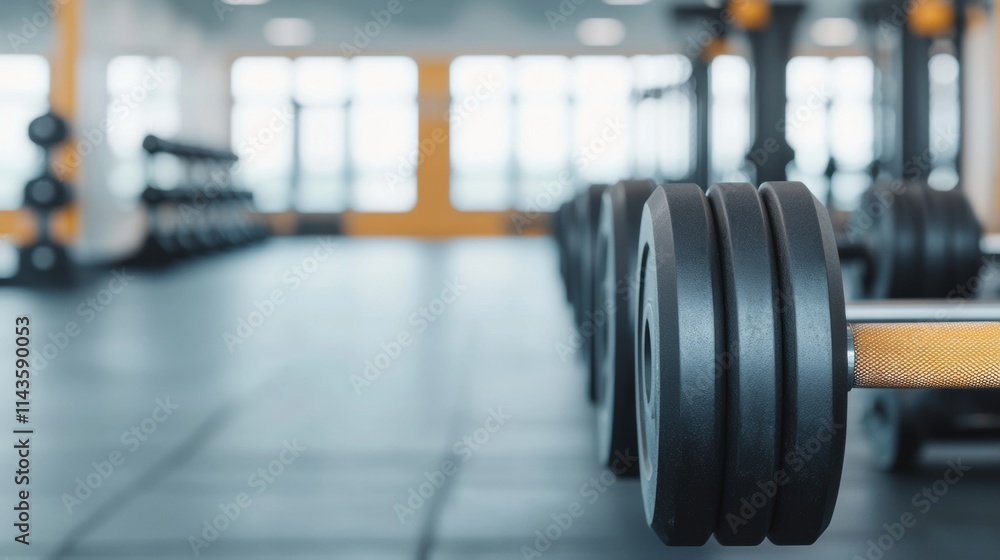 Modern Gym with Neatly Arranged Equipment Modern Gym with Neatly Arranged Equipment