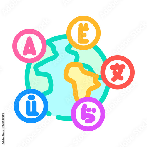 multilingual globe natural language processing nlp color icon vector. multilingual globe natural language processing nlp sign. isolated symbol illustration