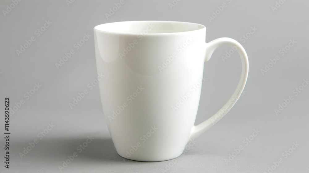 White ceramic mug on a plain background, smooth surface, perfect for versatile branding White ceramic mug on a plain background, smooth surface, perfect for versatile branding