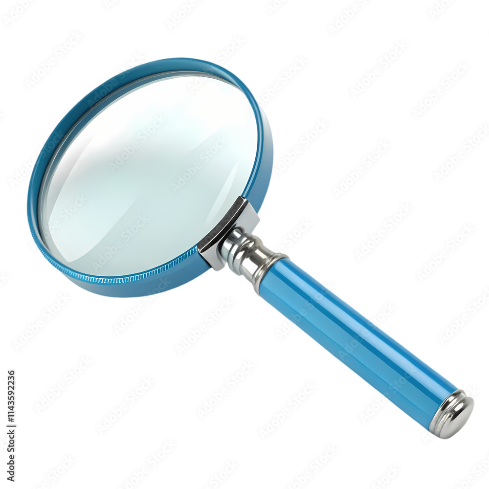 High-Quality 3D Render of a Vibrant Blue Magnifying Glass High-Quality 3D Render of a Vibrant Blue Magnifying Glass